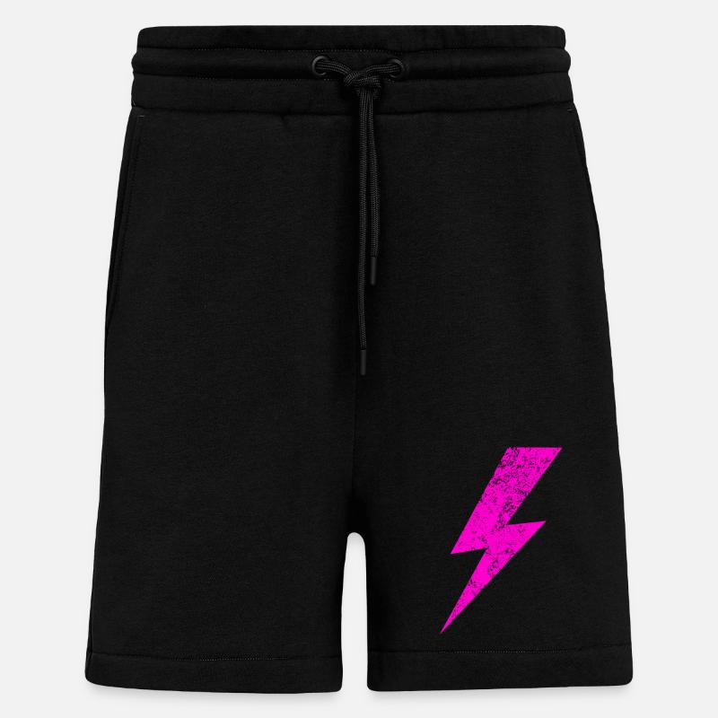 Leuchtender Pink Blitz Motiv - Shorts - made by SPREAD - SOLID BLACK