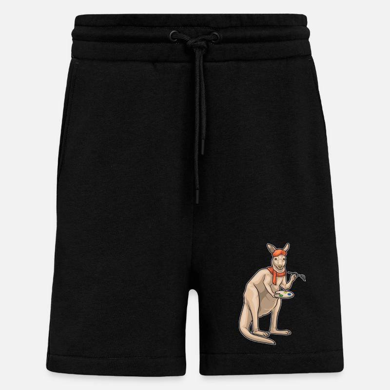 Kangaroo Painter Brush Painting - Shorts - made by SPREAD - SOLID BLACK