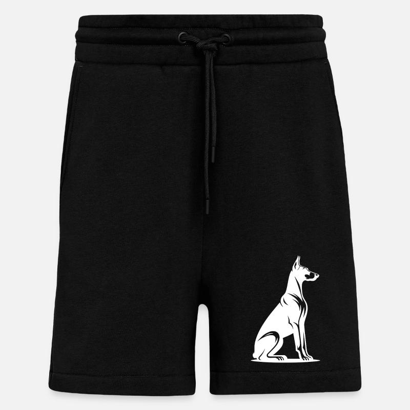 Loyal Doberman Guard Dog Silhouette - Shorts - made by SPREAD - SOLID BLACK
