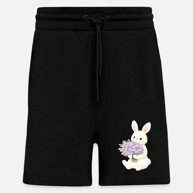 Hase mit Flieder Illustration  - Shorts - made by SPREAD - SOLID BLACK