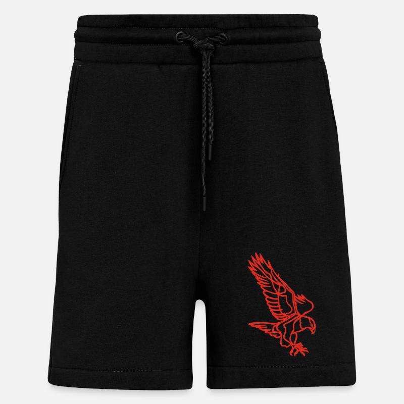 Red eagle in flight - Shorts - made by SPREAD - SOLID BLACK