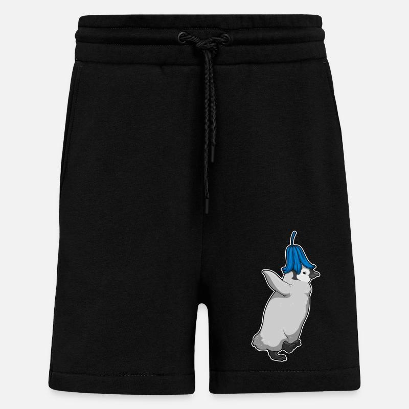 Pingouin Fleurs de campanule - Short bio décontracté fabriqué en UE - SOLID BLACK