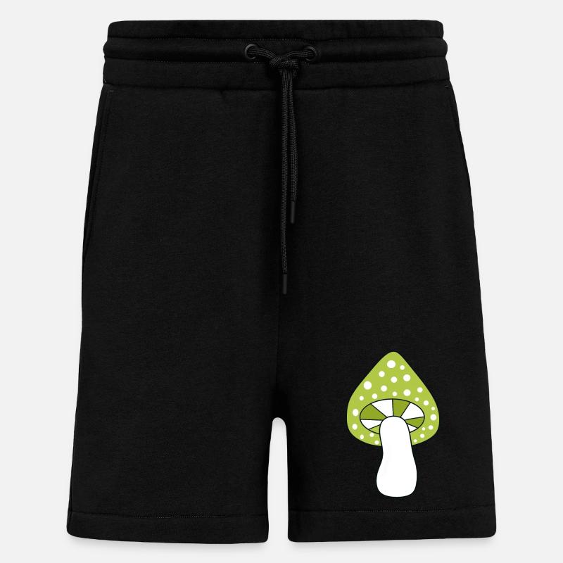 Mushroom green fly agaric pattern customizable - Shorts - made by SPREAD - SOLID BLACK