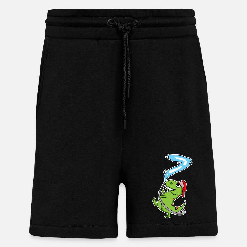 7th Birthday Dinosaur - Shorts - made by SPREAD - SOLID BLACK