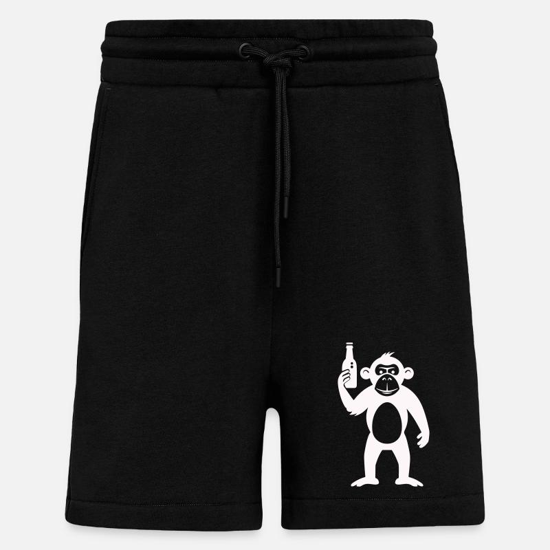 Humorous monkey with bottle - Shorts - made by SPREAD - SOLID BLACK