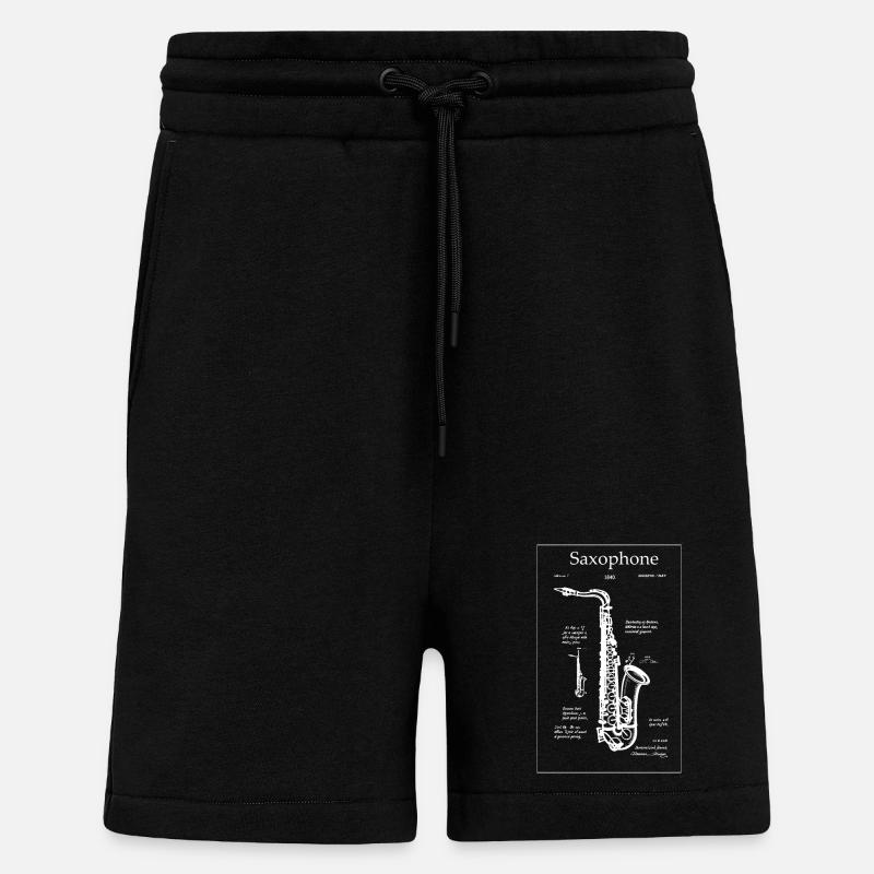 Plan de saxophone noir - Short bio décontracté fabriqué en UE - SOLID BLACK