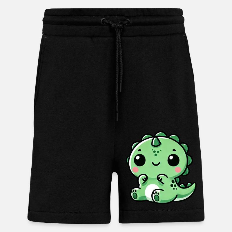 Mignon Dino T-Rex Chibi - Short bio décontracté fabriqué en UE - SOLID BLACK
