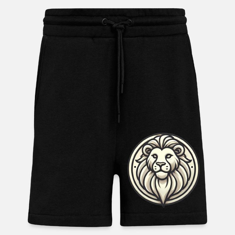 Stylized Lion Badge Design - Shorts - made by SPREAD - SOLID BLACK