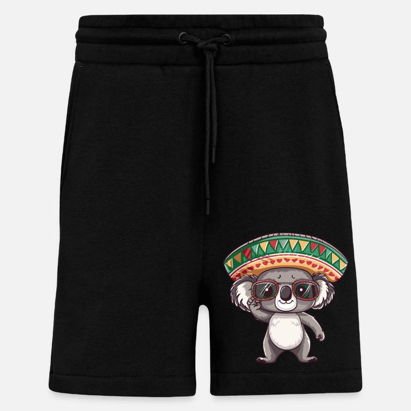 Koala Comic Funny Sombrero - Shorts - made by SPREAD - SOLID BLACK