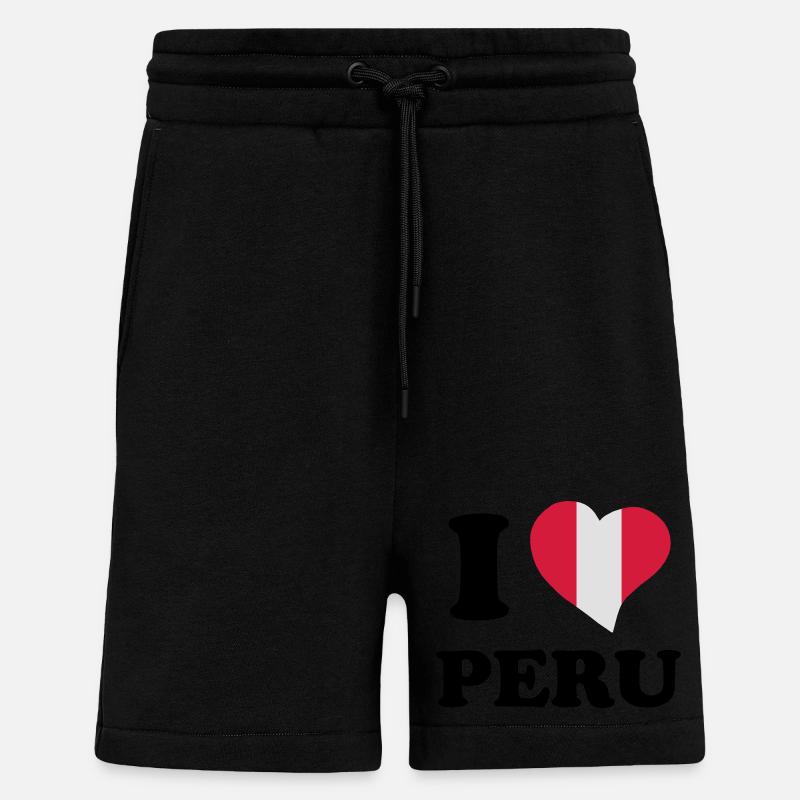 I love Peru - J'aime Pérou - Short bio décontracté fabriqué en UE - SOLID BLACK