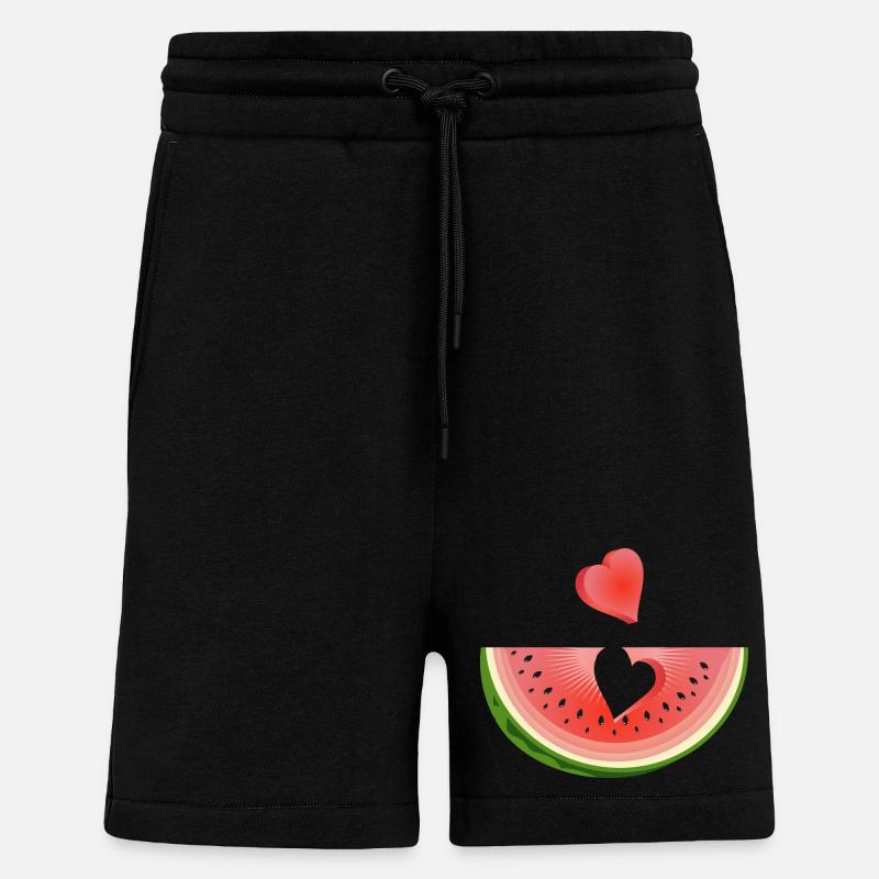 Stück einer Wassermelone mit Herz - Shorts - made by SPREAD - SOLID BLACK