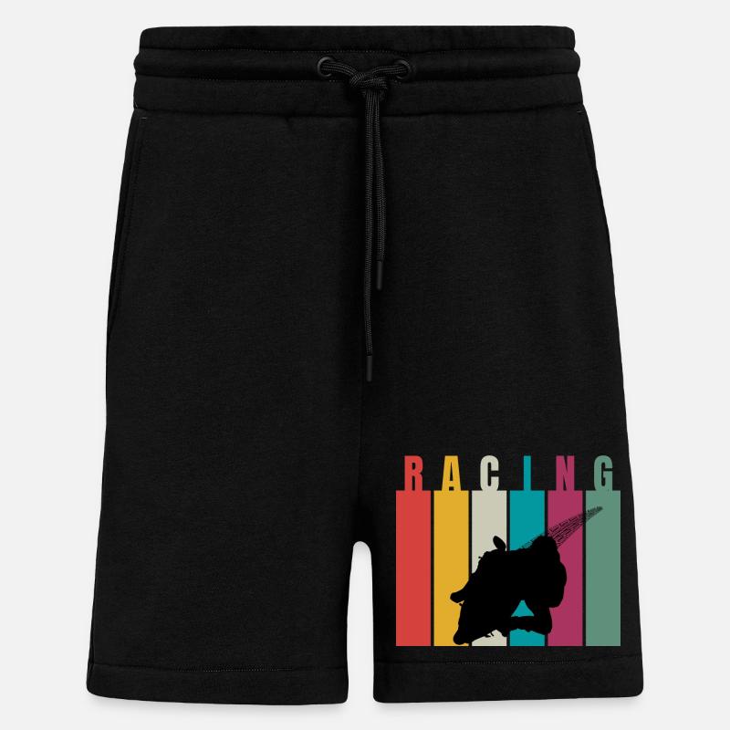 Silhouette rétro de course - Short bio décontracté fabriqué en UE - SOLID BLACK