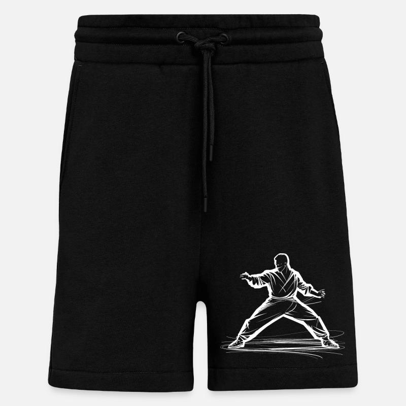 Dessin Karateka - Short bio décontracté fabriqué en UE - SOLID BLACK