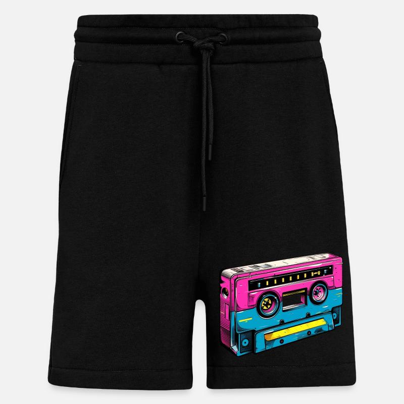 Cassette de musique oldschool - Short bio décontracté fabriqué en UE - SOLID BLACK