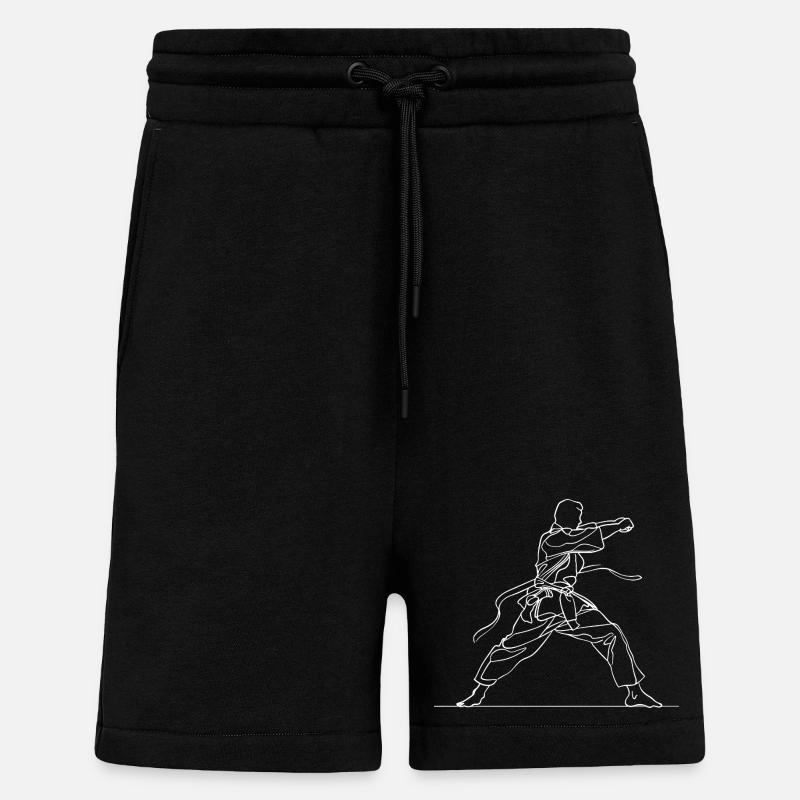 Dessin au trait de karaté - Short bio décontracté fabriqué en UE - SOLID BLACK