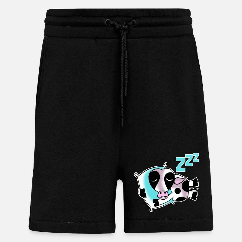 Vache endormie - Short bio décontracté fabriqué en UE - SOLID BLACK