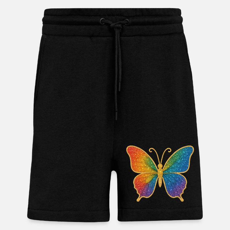 Glitzernder Regenbogen-Schmetterling - Shorts - made by SPREAD - SOLID BLACK