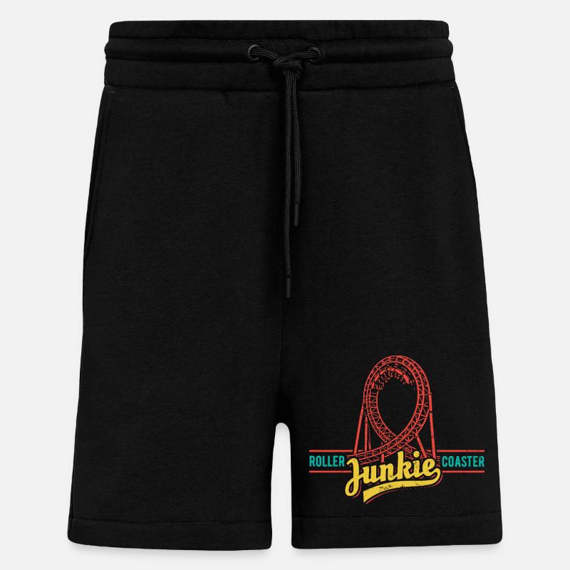 Rollercoaster Junkie - Roller Coaster - Boucle - Short bio décontracté fabriqué en UE - SOLID BLACK