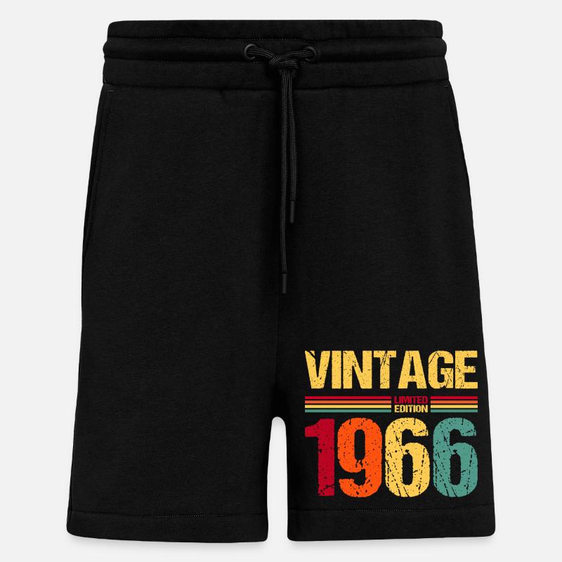 1966 Né 60e anniversaire - Short bio décontracté fabriqué en UE - SOLID BLACK