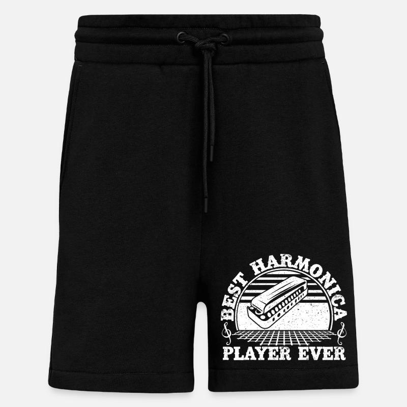 Harmonica Musican Best Player Ever Harmonica - Shorts - made by SPREAD - SOLID BLACK