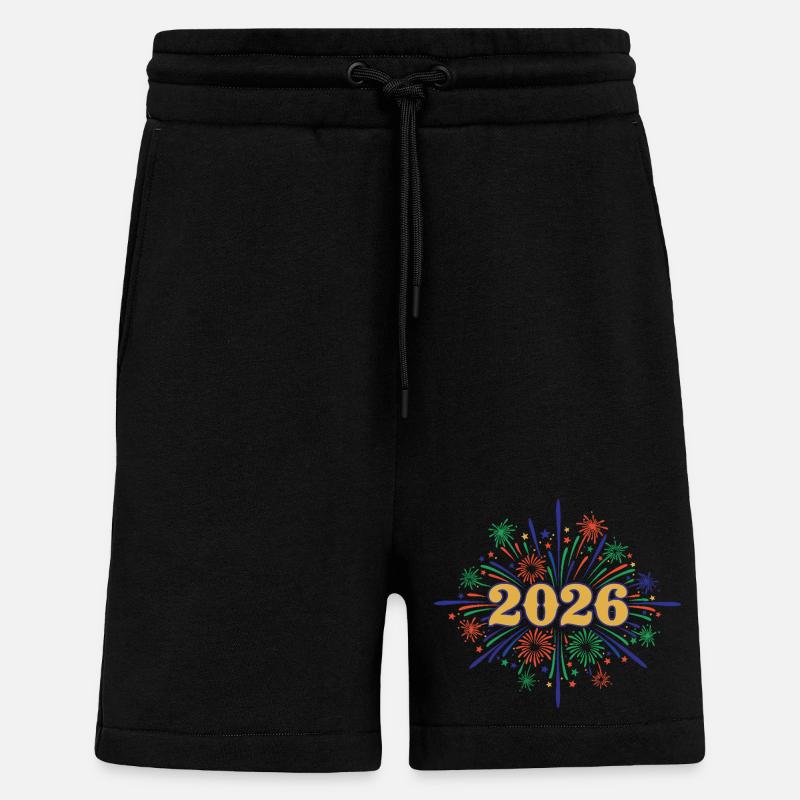 2026 Fireworks Celebration Design - Shorts - made by SPREAD - SOLID BLACK