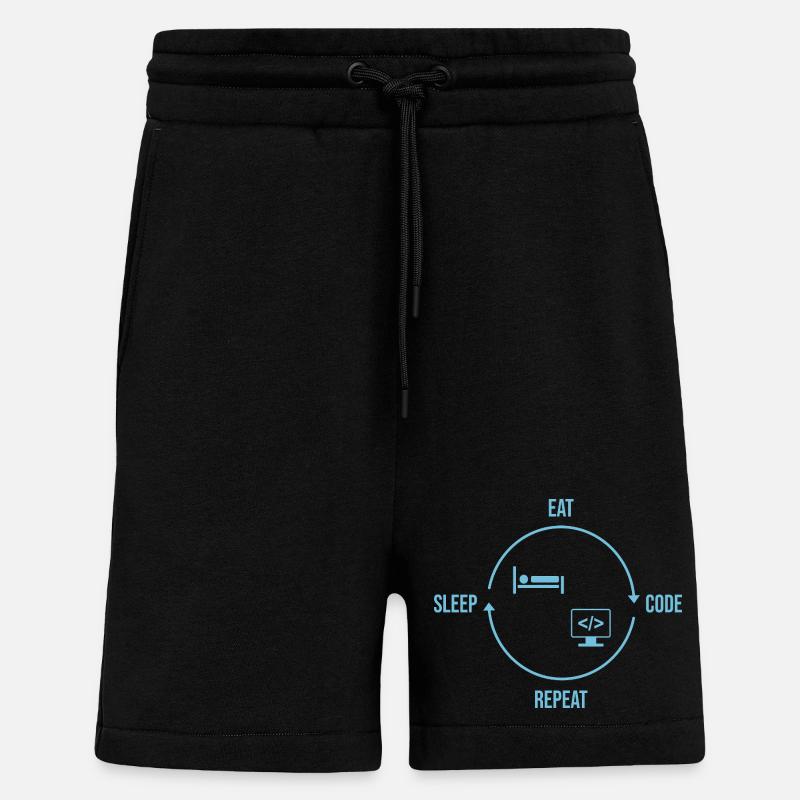 Eat Sleep Code Repeat - Programmer Cycle - Shorts - made by SPREAD - SOLID BLACK