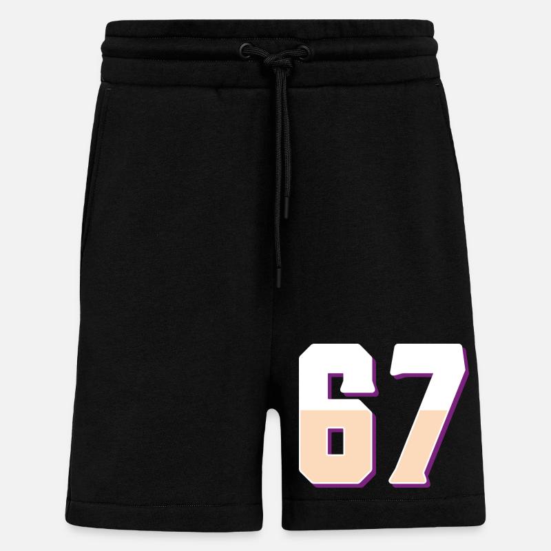6 7 – Trendiges, minimalistisches Textdesign, - Shorts - made by SPREAD - SOLID BLACK