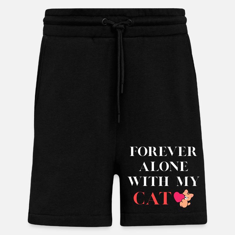 Toujours seul avec mon chat - Short bio décontracté fabriqué en UE - SOLID BLACK