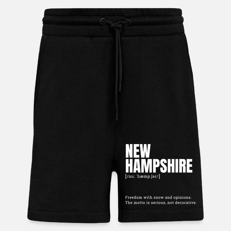 New Hampshire Snow Text - Shorts - made by SPREAD - SOLID BLACK