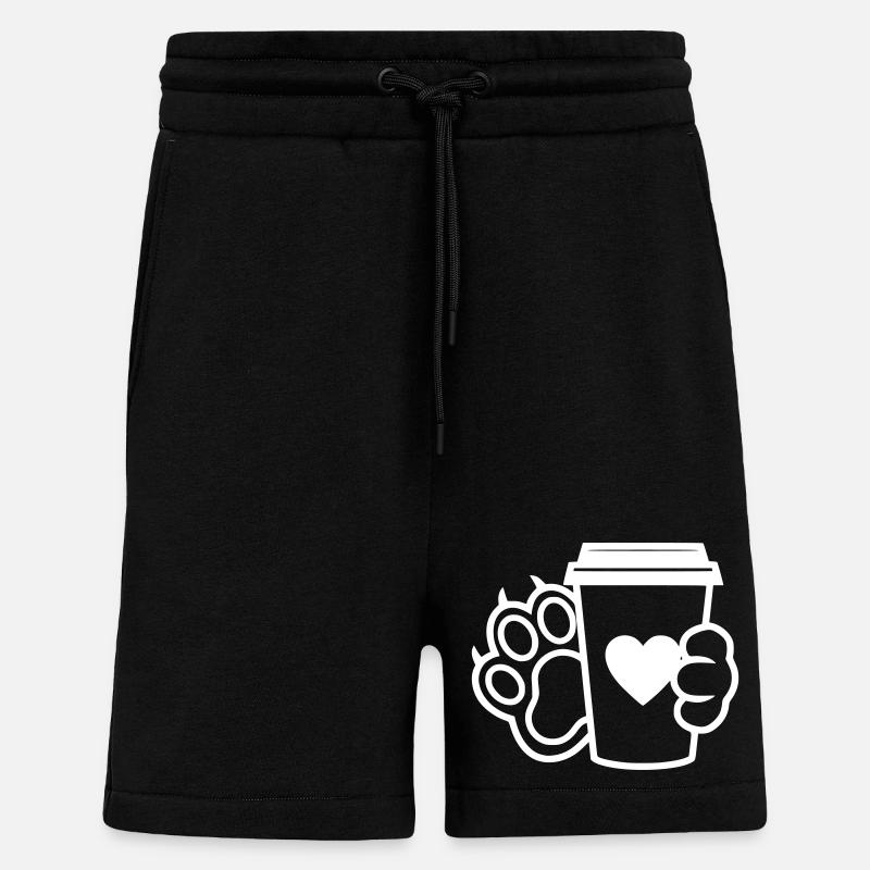 Paw Coffee Cup Outline - Shorts - made by SPREAD - SOLID BLACK