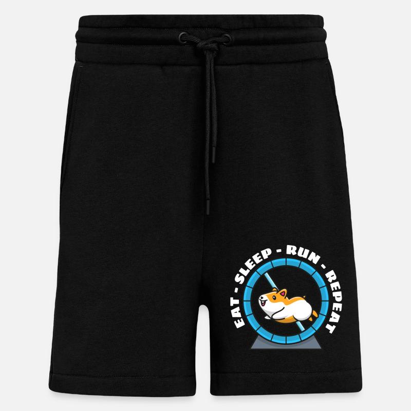 Hamster Eat Sleep Run Repeat - Shorts - made by SPREAD - SOLID BLACK
