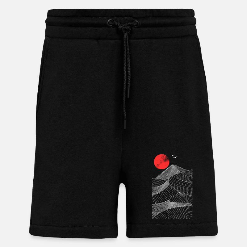 Rote Sonne über Bergen Abstrakt - Shorts - made by SPREAD - SOLID BLACK