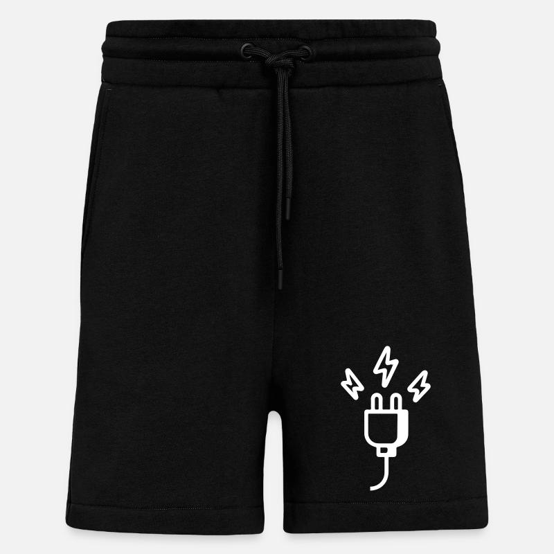 Symbole de prise d'alimentation - Short bio décontracté fabriqué en UE - SOLID BLACK