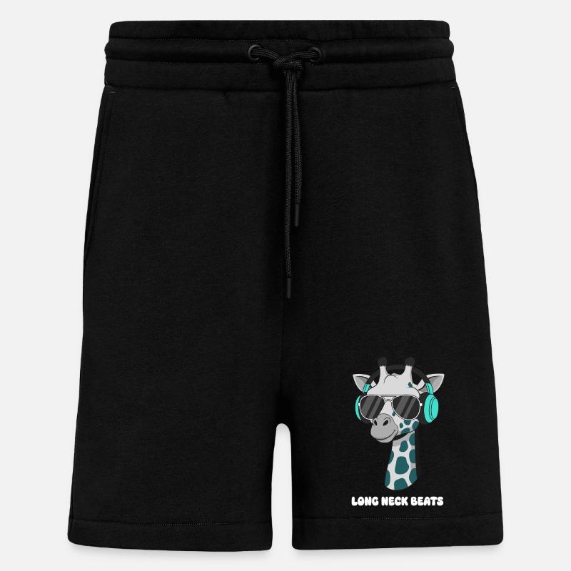 DJ girafe avec casque - Short bio décontracté fabriqué en UE - SOLID BLACK