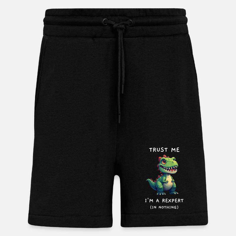 Lustiger T-Rex "Rexpert in Nichts" Spruch - Shorts - made by SPREAD - SOLID BLACK