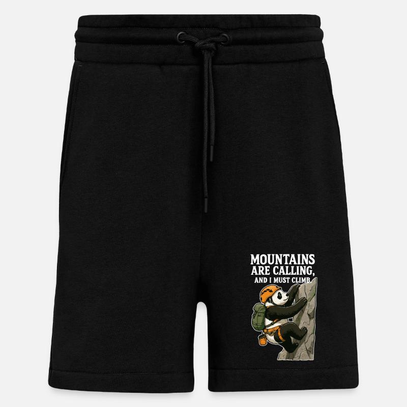 Bloc panda grimpeur drôle - Short bio décontracté fabriqué en UE - SOLID BLACK