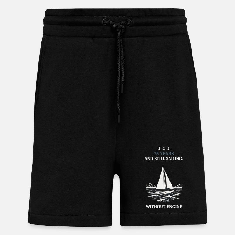 75th Birthday Sailing without Engine - Shorts - made by SPREAD - SOLID BLACK