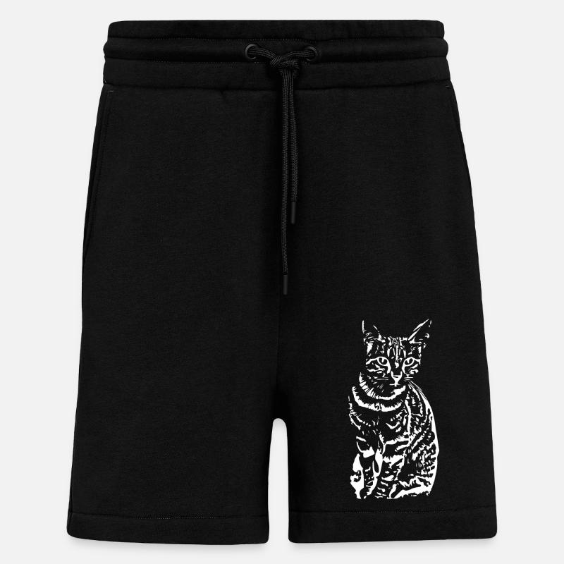 Chat, Chaton blanc - Short bio décontracté fabriqué en UE - SOLID BLACK