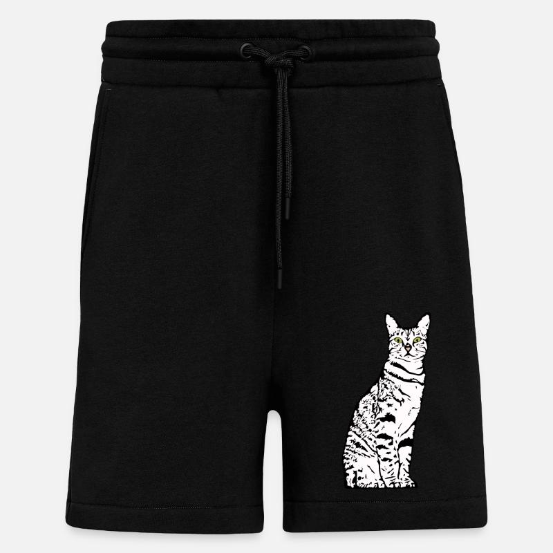 Chat Blanc Blanc Chats Chaton mignon - Short bio décontracté fabriqué en UE - SOLID BLACK