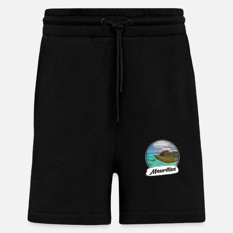 Souvenir de l’île Maurice - Short bio décontracté fabriqué en UE - SOLID BLACK