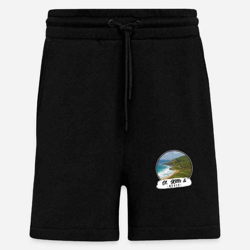 Saint-Kitts-et-Nevis Souvenir - Short bio décontracté fabriqué en UE - SOLID BLACK