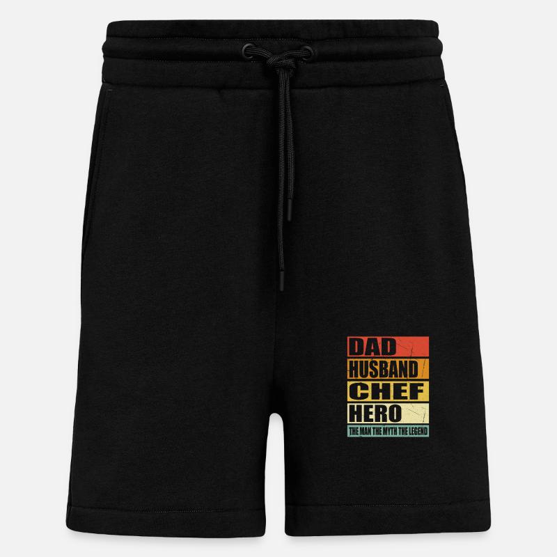 Père Mari Chef Held - Short bio décontracté fabriqué en UE - SOLID BLACK