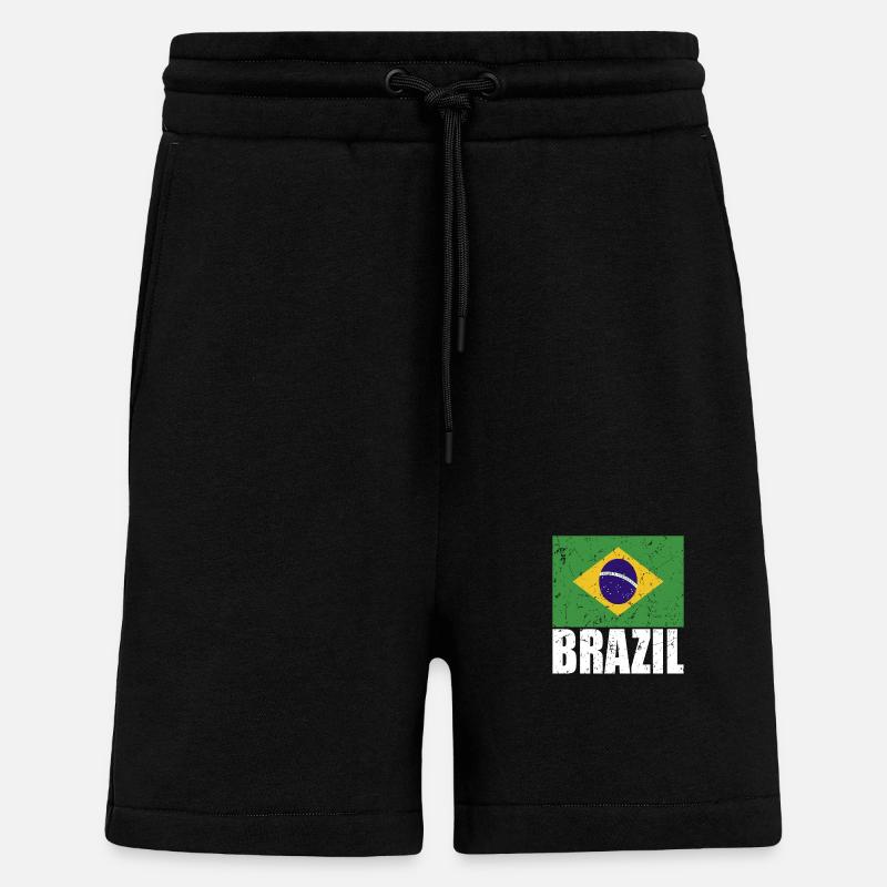 Drapeau du Brésil - Short bio décontracté fabriqué en UE - SOLID BLACK