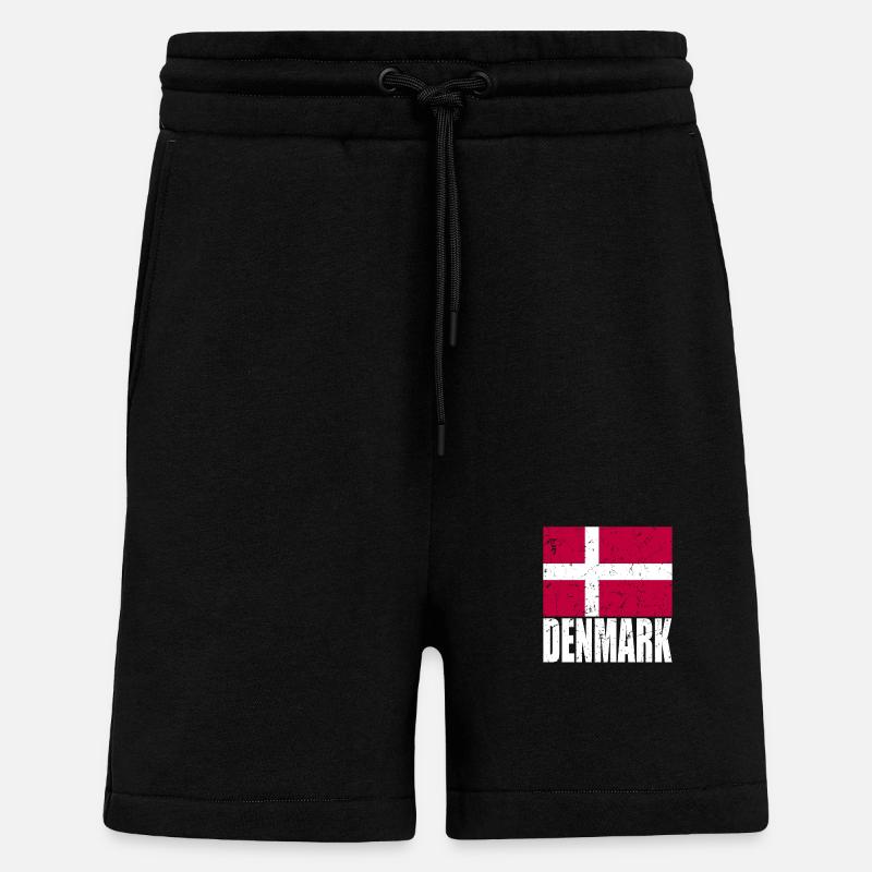 Drapeau du Danemark - Short bio décontracté fabriqué en UE - SOLID BLACK