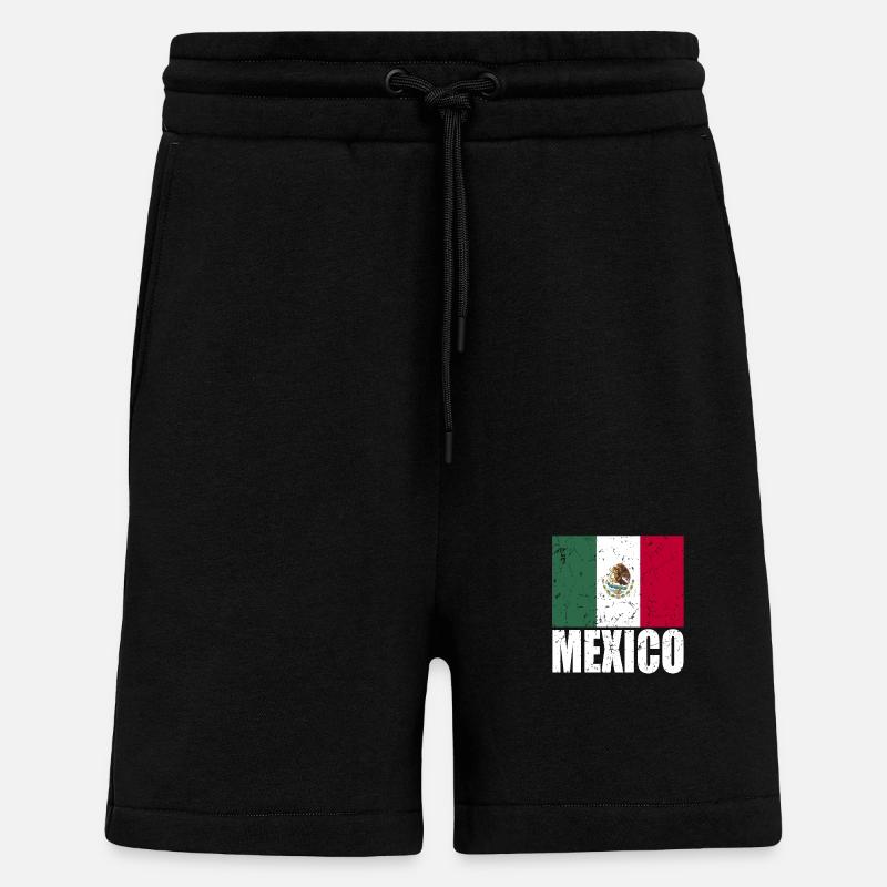 Drapeau du Mexique - Short bio décontracté fabriqué en UE - SOLID BLACK