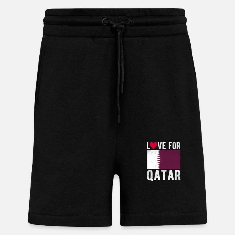 Drapeau du Qatar - Short bio décontracté fabriqué en UE - SOLID BLACK