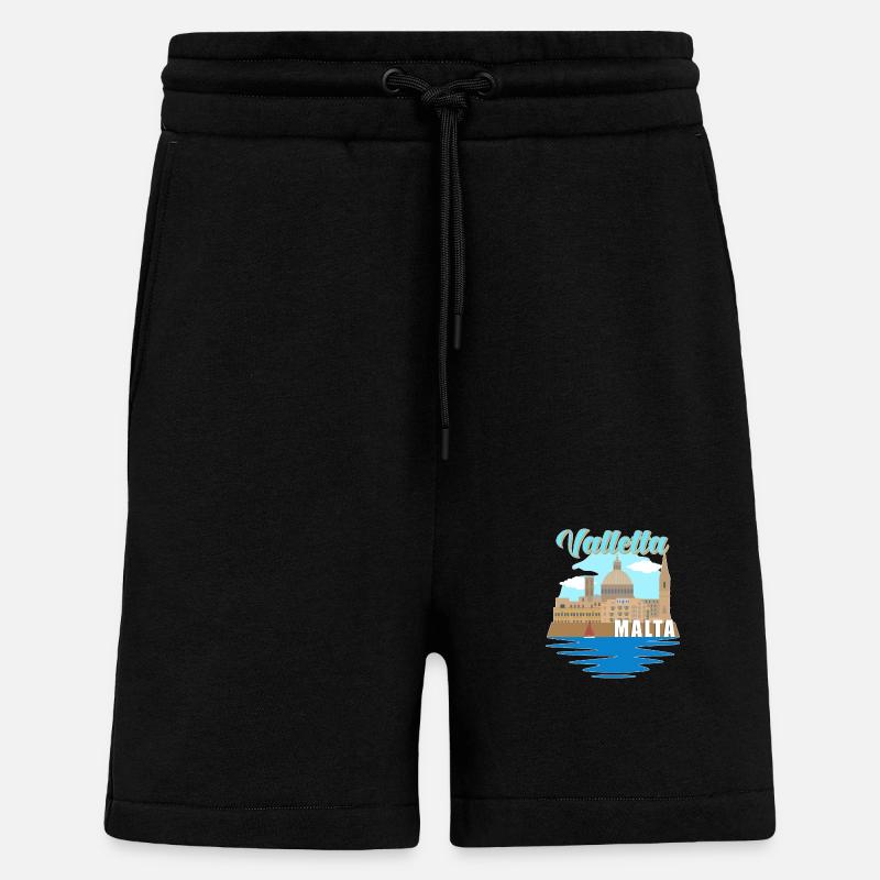 Valletta Malte Souvenir - Short bio décontracté fabriqué en UE - SOLID BLACK