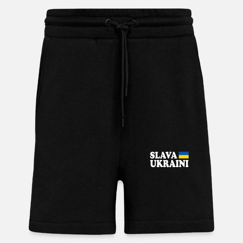 Slava ukraini - Short bio décontracté fabriqué en UE - SOLID BLACK