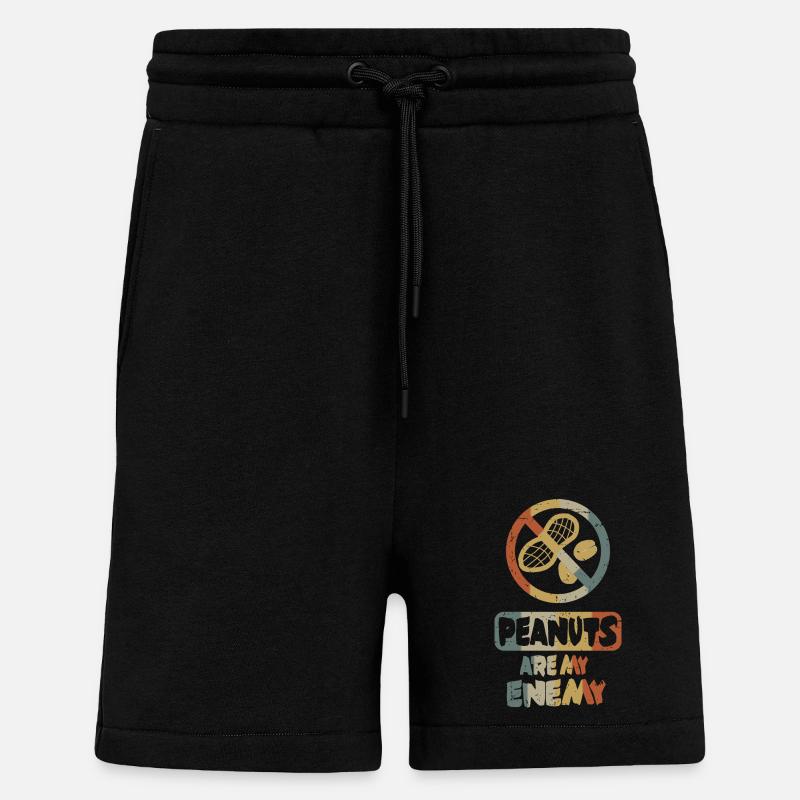 Les cacahuètes sont mes ennemies - Short bio décontracté fabriqué en UE - SOLID BLACK