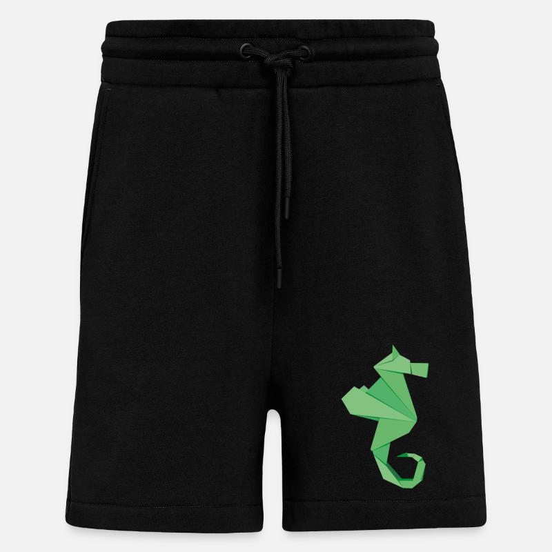 abstrakte Seepferdchen Abzeichen im Origami-Style - Shorts - made by SPREAD - SOLID BLACK